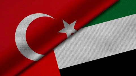 Turkey uae3D Rendering of two flags from Republic of Turkey and United Arab .svg Stock Illustration
