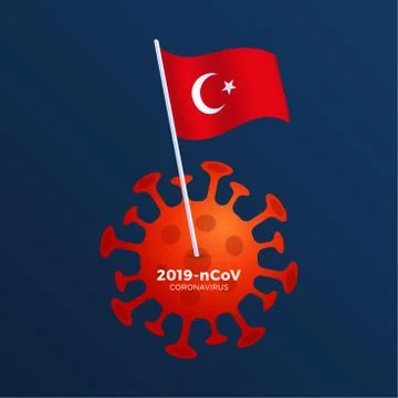 Turkey vector flag pinned to a coronavirus. Stop 2019-nCoV outbreak. Coronavi 스톡 일러스트