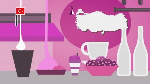 Turkey - Vector Menu - Restaurant - Food and Drinks - pink Stock Footage 67429416