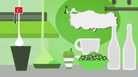Turkey - Vector Menu - Restaurant - Food and Drinks - green Stock Footage 67429417