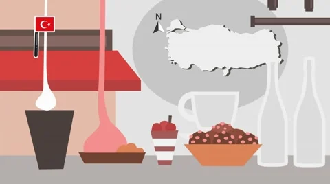Turkey - Vector Menu - Restaurant - Food and Drinks - red Stock Footage 67429421