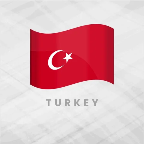 Turkey Waving Flag 3D Illustration; Trkiye National Symbol Crescent and Sta.. Stock Footage 332067769