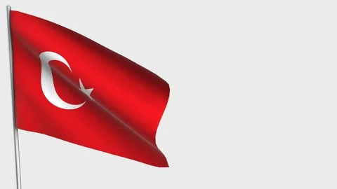 Turkey waving flag animation on Flagpole. Stock Footage 115601075