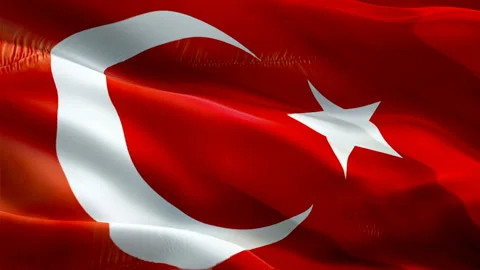 Turkey waving flag. National 3d Turkish flag waving. Sign of Turkey seamless Stock Footage 166315585