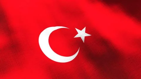Turkey waving flag. Seamless cgi animation highly detailed fabric texture in  写真素材