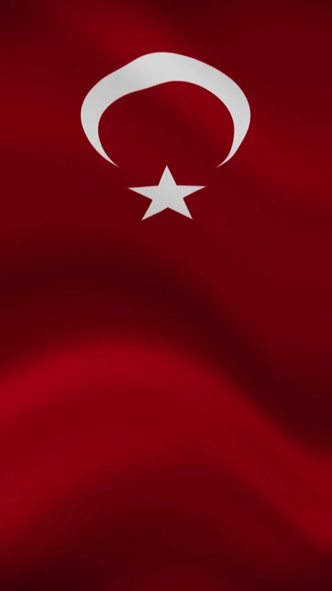 Turkey Waving Flag in Vertical Orientation – Realistic Loop Animation Stock Footage 294947863