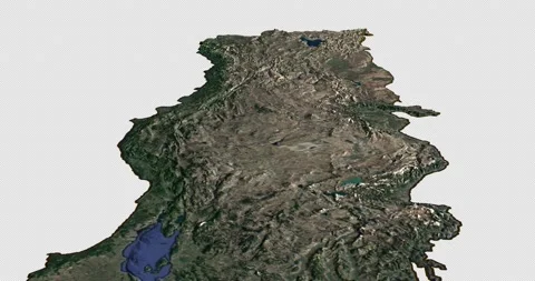 Turkey west to east map with 3d relief 4K satellite ground low height Stock Footage 218620523