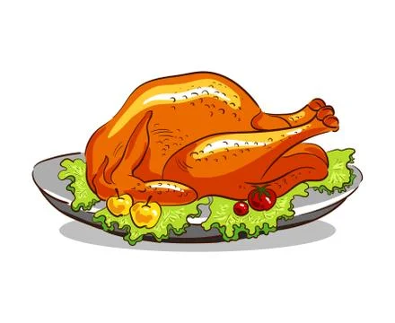 Turkey On A White Background Stock Illustration