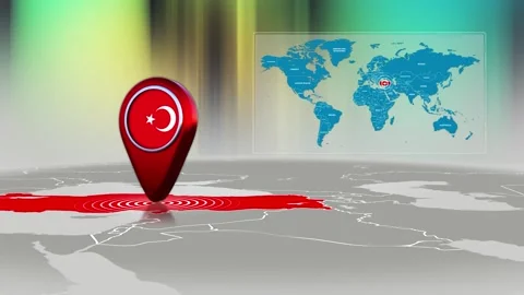 Turkey World Map Pin Location Background Loop 4k Stock Footage 341815757