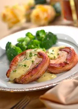 Turkey wrapped in Bacon Stock Photos