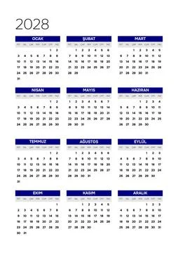 Turkish 2028 Vertical 3x4 Grid Abstract Geometric Multi Month Layout Modern.. Stock Illustration