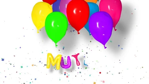 Turkish 3d render of Happy Birthday text with inflated balloon style Video stock 105660486