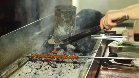 Turkish Adana Kebab On The Grill Stock Footage 237176672