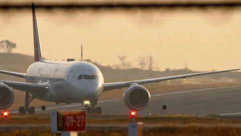 Turkish Airlines Boeing 787-9 Dreamliner Taxiing at Sunset in Phuket Stock Footage 335834533