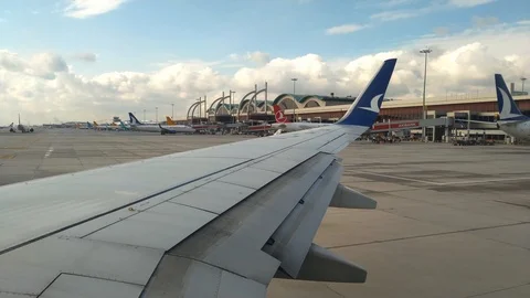 Turkish Airlines Plane Preparing For Take Off, Istanbul, Turkey Stock Footage 101724457