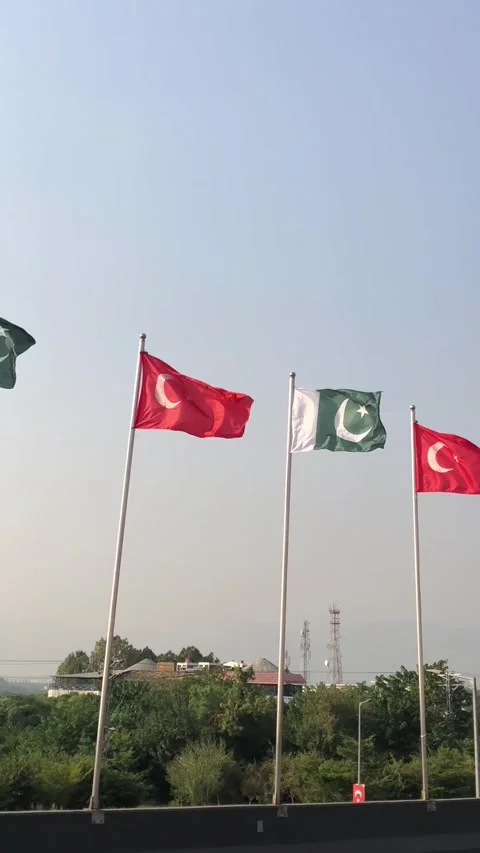 Turkish and Pakistani Flags: A Symbol of Bilateral Relations 스톡 동영상 344651304