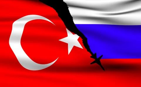 Turkish and Russian Flags Stock Illustration