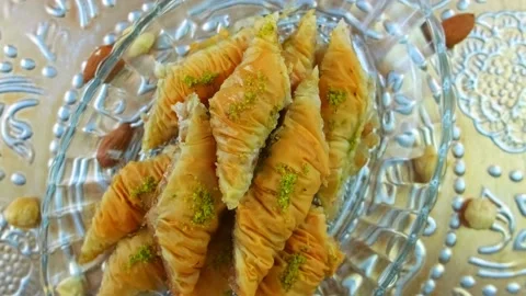 Turkish baklava on the table. Selective focus. Stock Footage 170828397