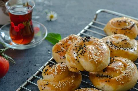 Turkish borek on the table Stock Photos