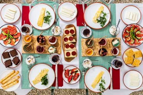 Turkish breakfast table Stock Photos