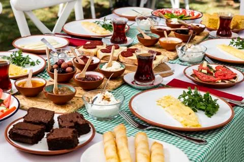 Turkish breakfast table Stock Photos