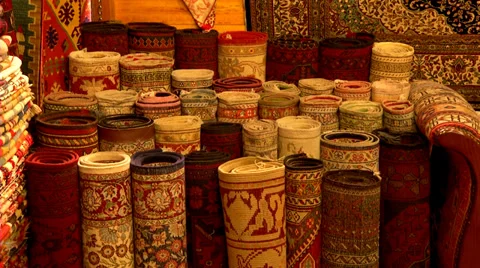 Turkish Carpet in Grand Bazaar Stock Footage 36286741