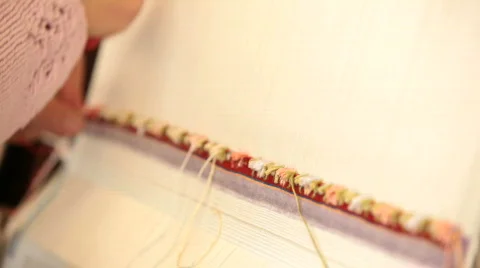 Turkish carpet weaver Stock Footage 684020