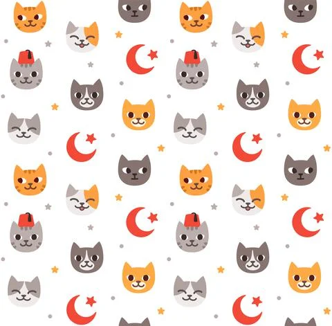Turkish cat pattern Illustrazione stock