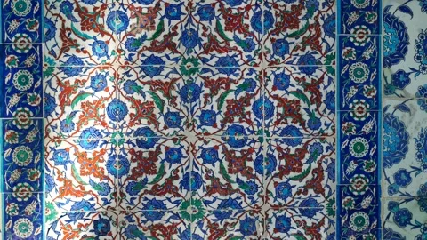The Turkish ceramic tiles from eyupsultan Mosque, Istanbul Stock Footage 280094439