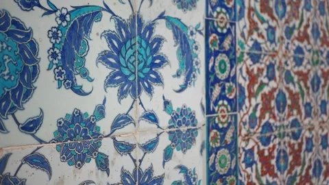 The Turkish ceramic tiles from eyupsultan Mosque, Istanbul Stock Footage 282563578