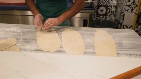 Turkish chef makes preparation for Pide Stock Footage 190917983