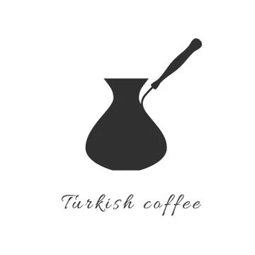 Turkish coffee Cezve. simple vector coffee brew pot icon. Graphic silhouette. Stock Illustration
