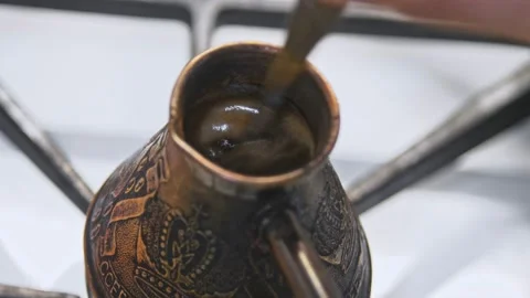 Turkish coffee making process. The most famous and delicious drink in the world. Stock-Footage 171724115