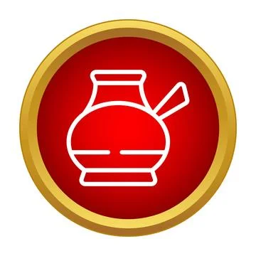 Turkish coffee pot brewing flat outline icon Stock Illustration