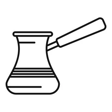 Turkish coffee pot drawing featuring a long handle for pouring Illustrazione stock