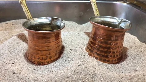 Turkish coffee pot. 스톡 동영상 100459211