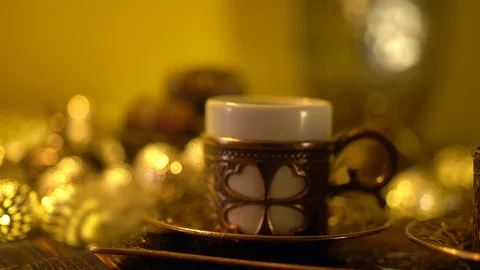 Turkish Coffee Pours Into Cup 스톡 동영상 128791056