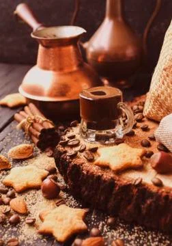 Turkish coffee in a small cup Stock Photos