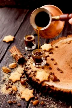 Turkish coffee in a small cup Stock Photos