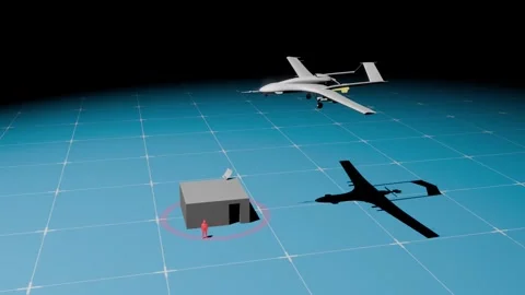 Turkish Combat Drone Strike Animation | Military UAV Schematic Attack 動画素材 339681460