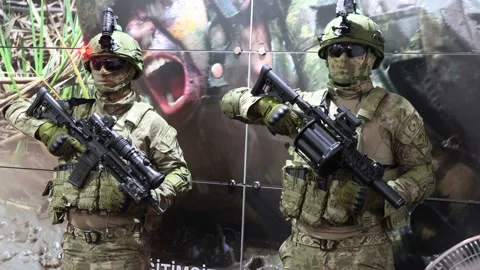 Turkish commando soldiers are fully equipped and with their weapons Stock-Footage 161883936