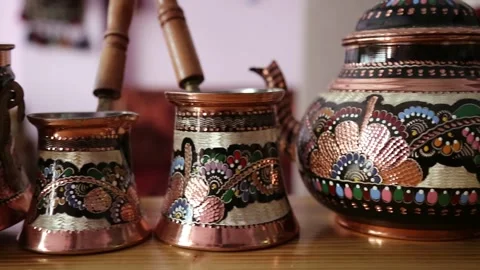 Turkish Copperware And Traditional Craftsmanship Concept Stock Footage 344912257