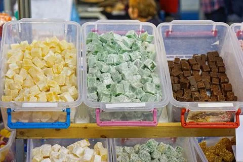 Turkish delight boxes Stock Photos