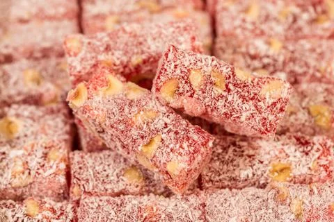 Turkish delight close up background Stock Photos