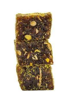 Turkish delight isolated on a white background. Turkish delight with fig and  Stock Photos