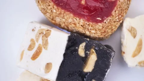 Turkish Delight. Oriental sweets close-up rotate in slow mo Stock Footage 201339219