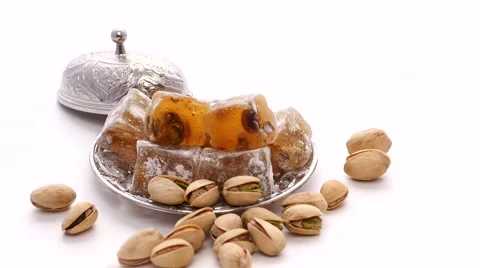 Turkish delight with pistachio Stock Footage 59742177