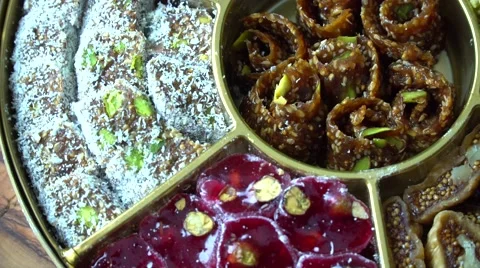 Turkish delight with pistachio rotating macro shot Stock Footage 67574202