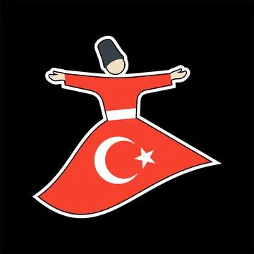Turkish Dervish dance flat style vector illustration Stock Illustration