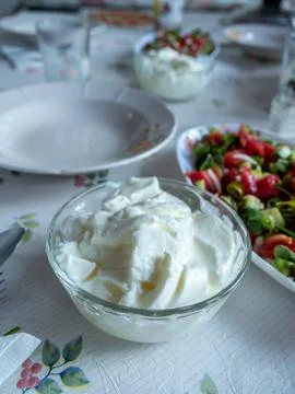 Turkish Dinning Table with empty dishes. Stock Photos